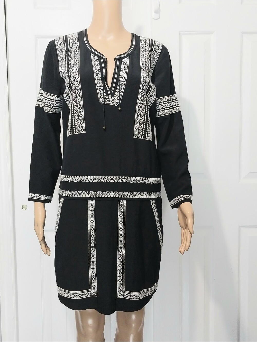 Veronica Beard Ignacio Embroidered Silk Mini Dress, Size 6